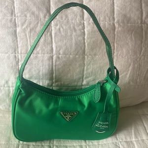 Green Nylon Shoulder Purse